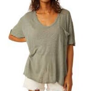 We The Free Sage Green Short Sleeve Top